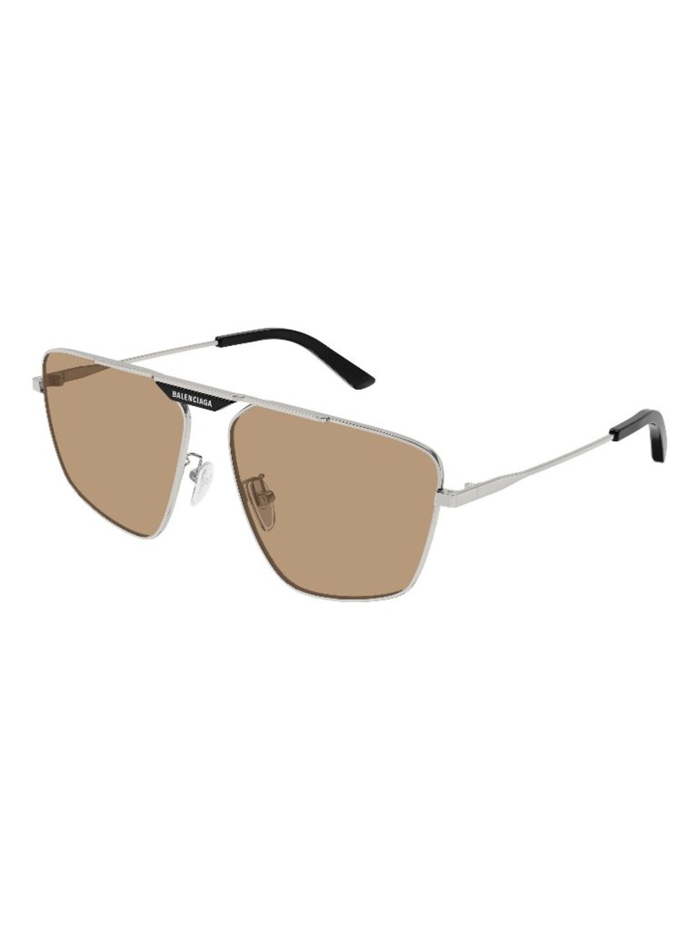 New Balenciaga Men's Sunglasses Silver Brown Lens Metal Frame BB0246SA 006 61